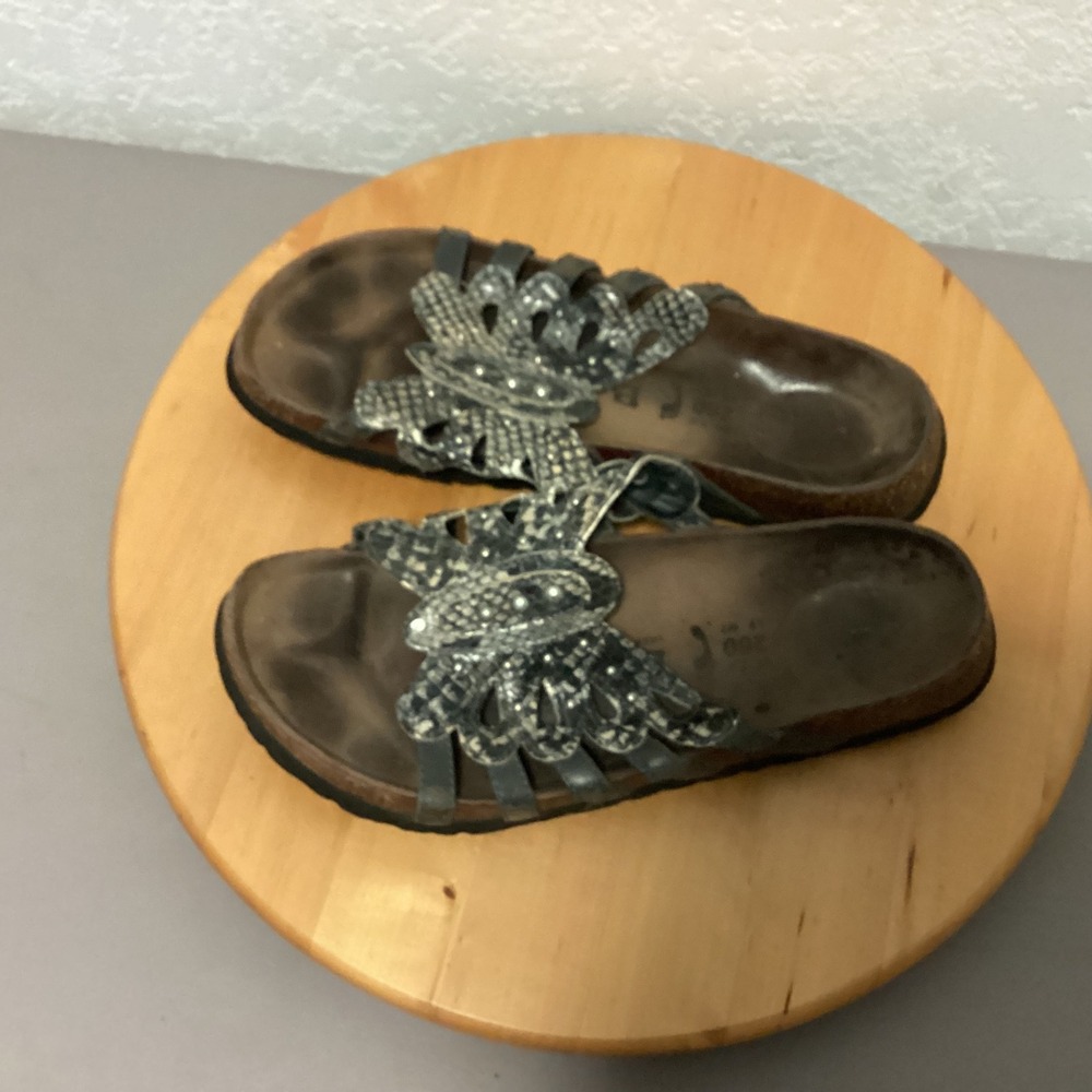 Birkenstock Betula Butterfly Reptile Leather Studded Sandals Women's Size 40‎